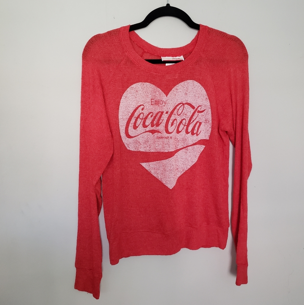 Vintage Coca cola vneck red thin knit sweater